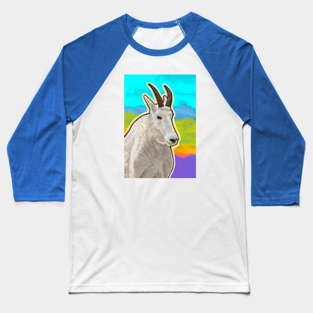 CANDID CRITTERS Mountain Goat Baseball T-Shirt by rorabeenie